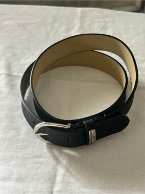 Stone Mountain Black Leather Belt With Silver Hardware/Size Small/NWOT
